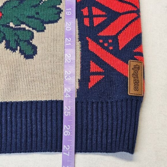 Tipsy Elves 2015 Shrek Donkey Navy Blue & Red Fair Isle Knit Christmas Sweater - Picture 12 of 13